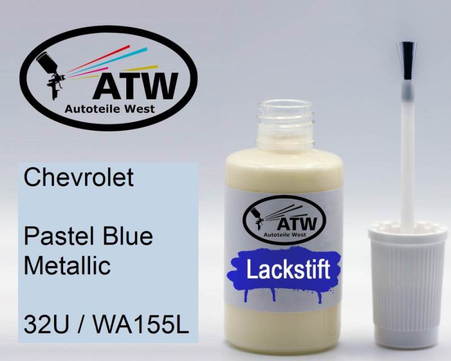 Chevrolet, Pastel Blue Metallic, 32U / WA155L: 20ml Lackstift, von ATW Autoteile West.